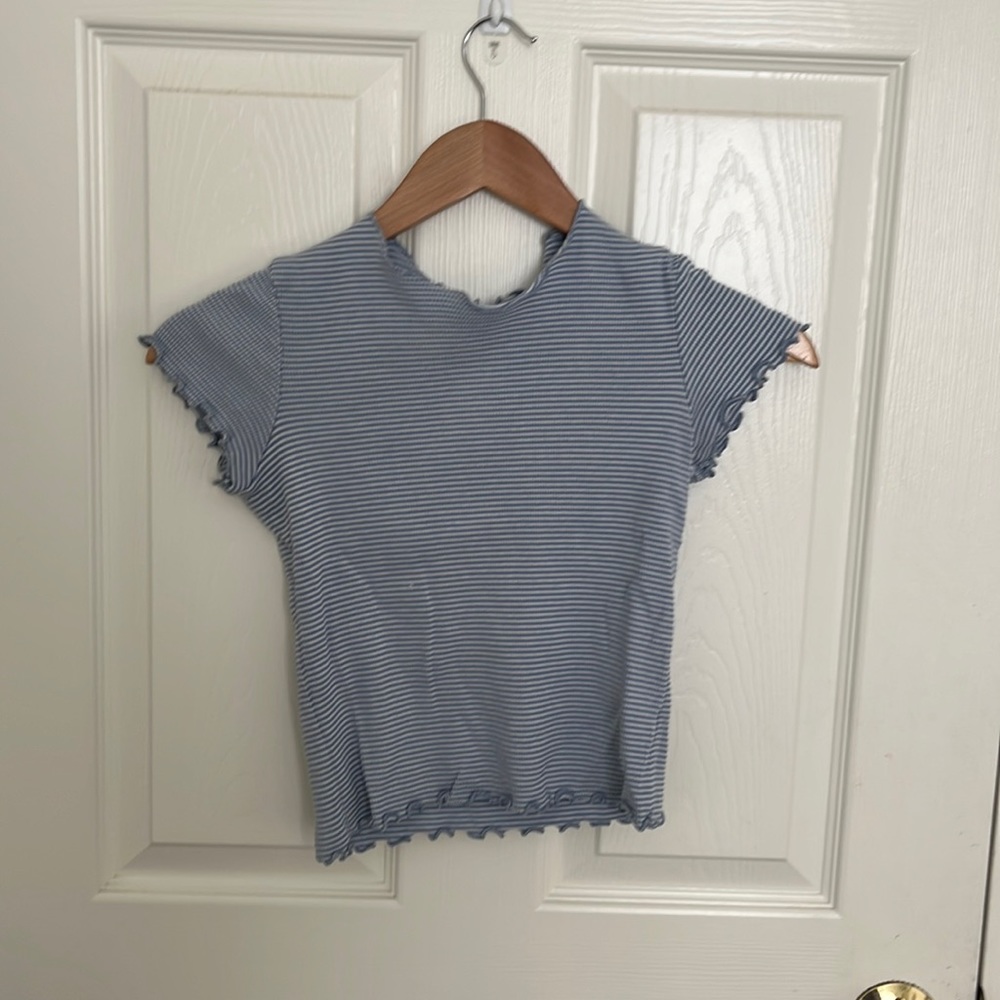 Blue and white striped crop top